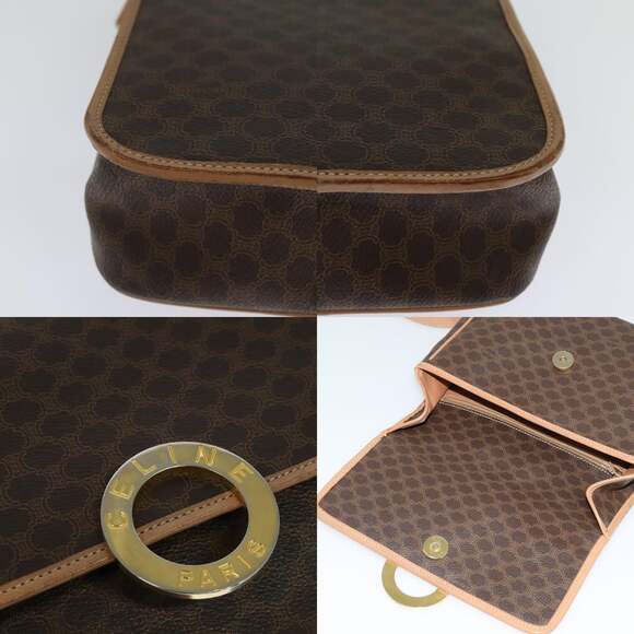 CELINE Macadam Canvas Shoulder Bag Pvc Leather Brown - Picture 11 of 12